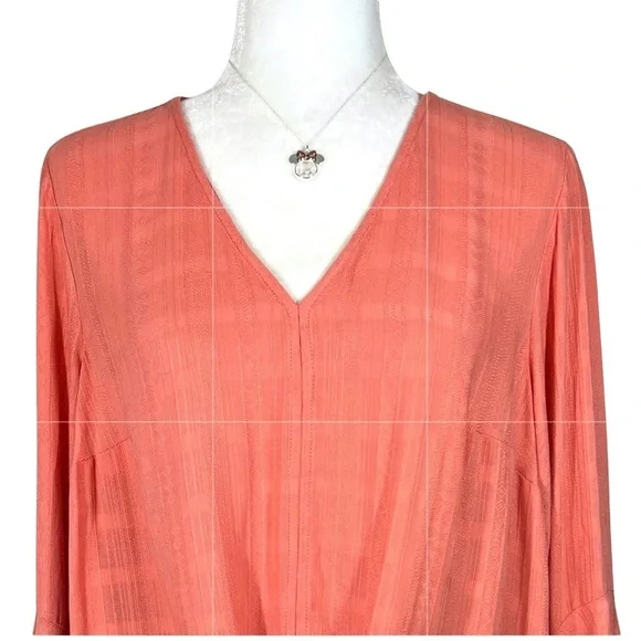 Torrid NEW Textured Woven Tie Front Top Crabapple Coral Orange Medium Large L 10 - Picture 14 of 15